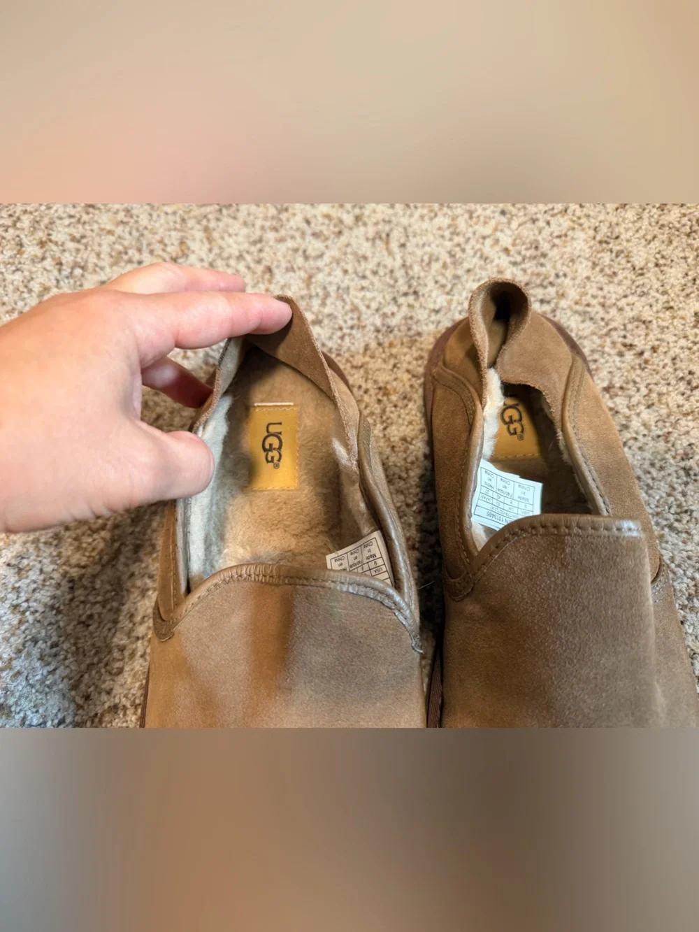 UGG Cooke Men 9 Chestnut Suede Slip On Slippers Loafers 1013485 Collapsible Heel